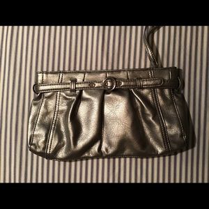Neiman Marcus wristlet bag silver gray leather